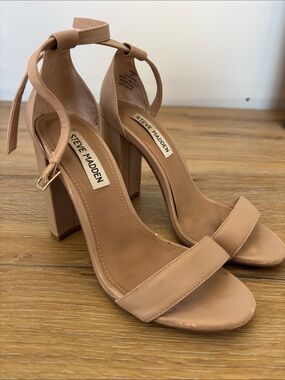 Steve Madden Tan Block Heel Ankle Tie Sandals